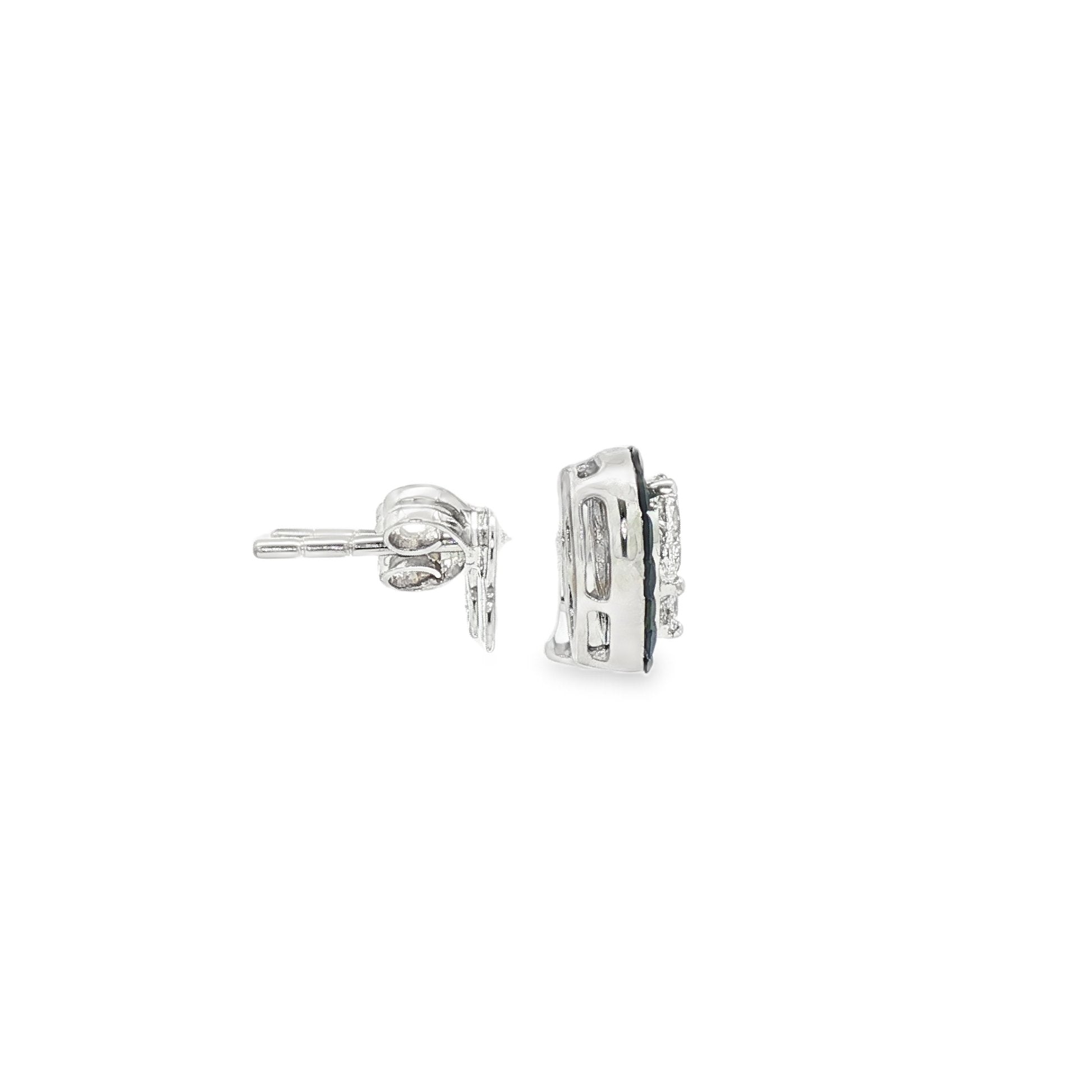 18kt White Gold Diamond And Blue Sapphire Earrings