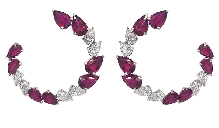 18kt White Gold Diamond And Ruby Earrings