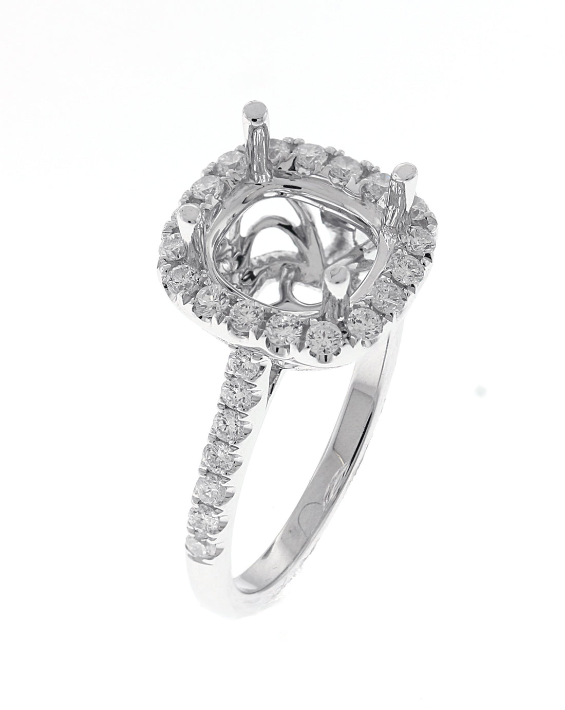 18kt White Gold Diamond Halo Semi Mount