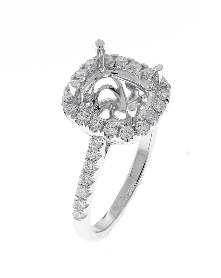 18kt White Gold Diamond Halo Semi Mount
