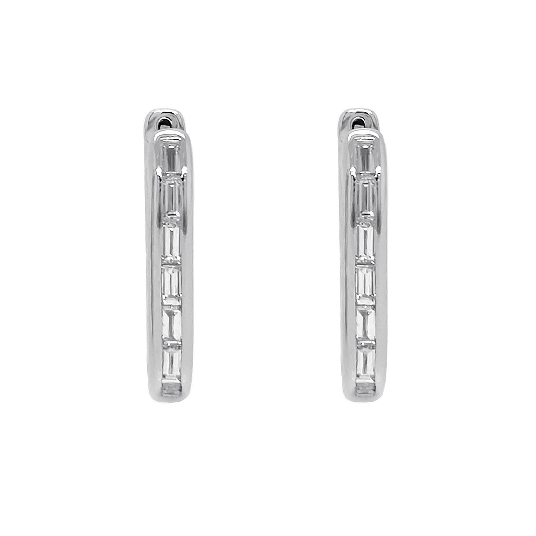 18kt White Gold Diamond Hoops