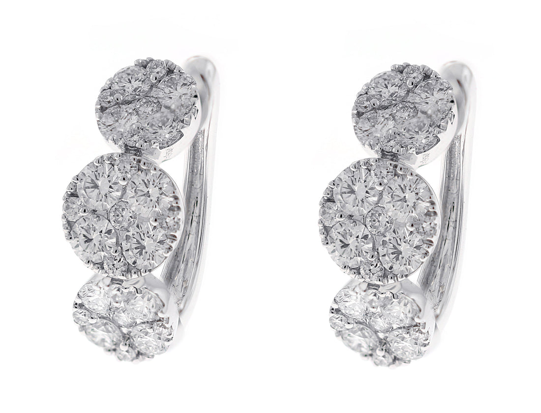 18kt White Gold Diamond Hoops