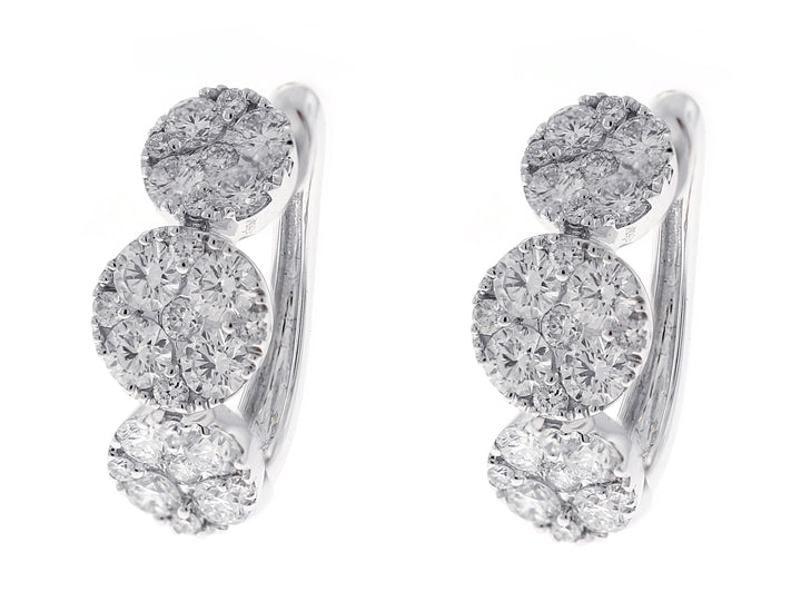 18kt White Gold Diamond Hoops