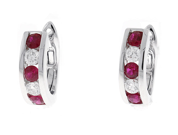 18kt White Gold Diamond And Ruby Earrings