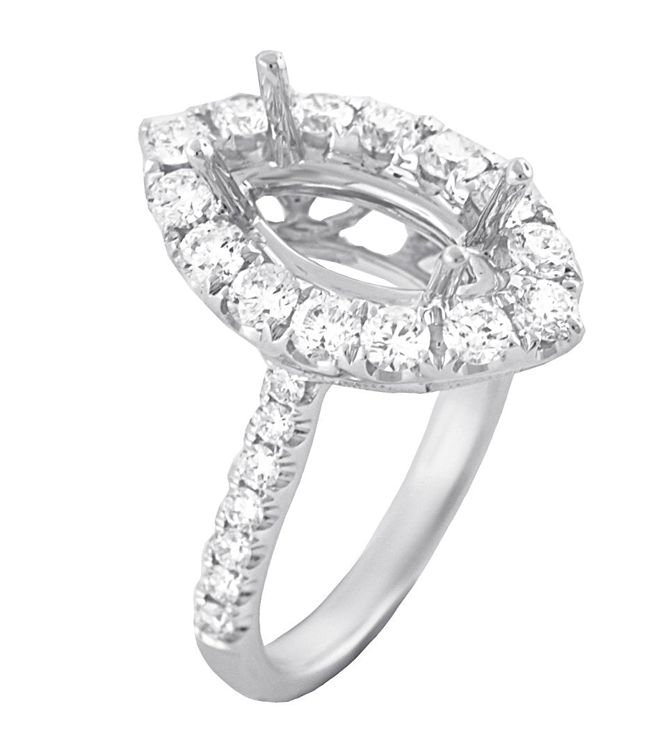 18kt White Gold Diamond Halo Semi Mount