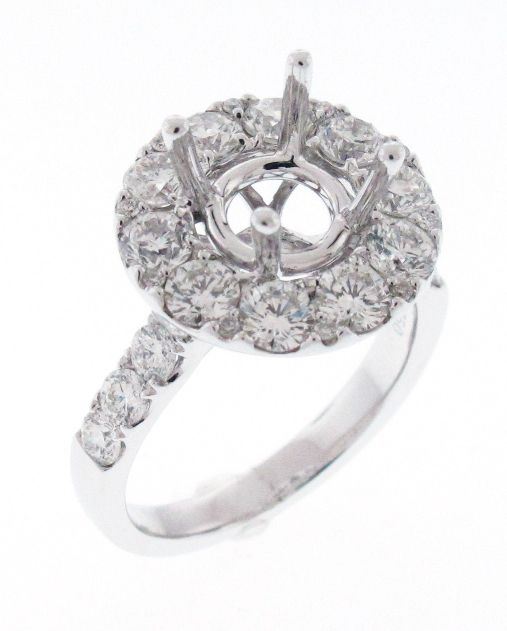 18kt White Gold Diamond Halo Semi Mount