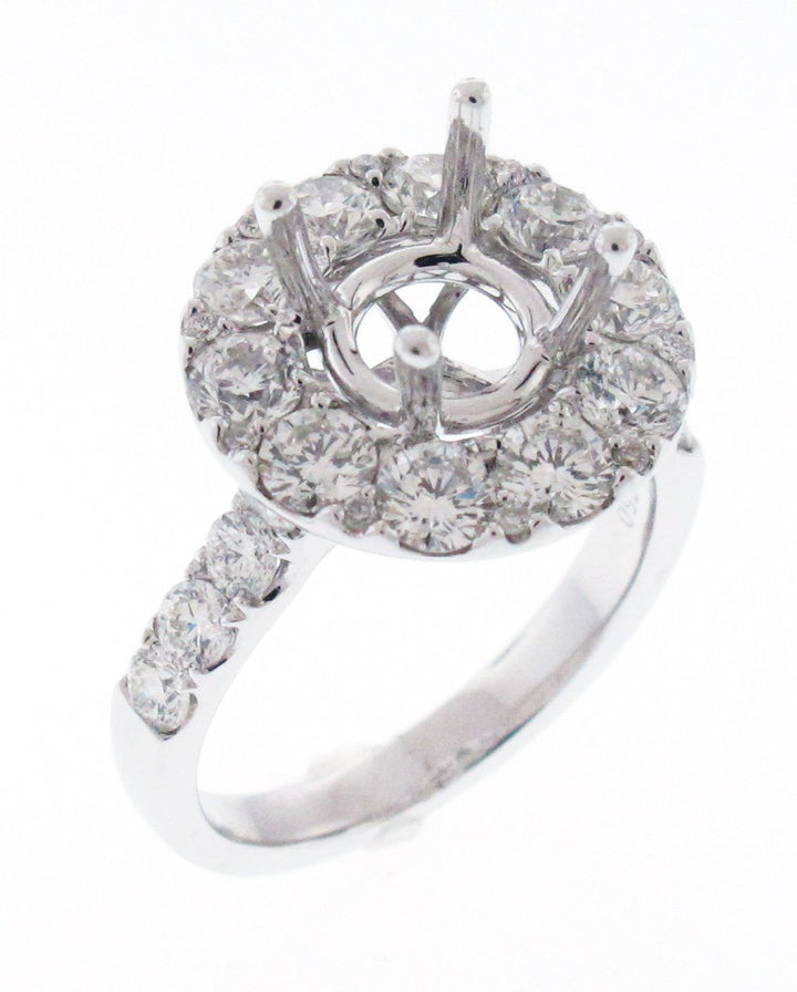 18kt White Gold Diamond Halo Semi Mount