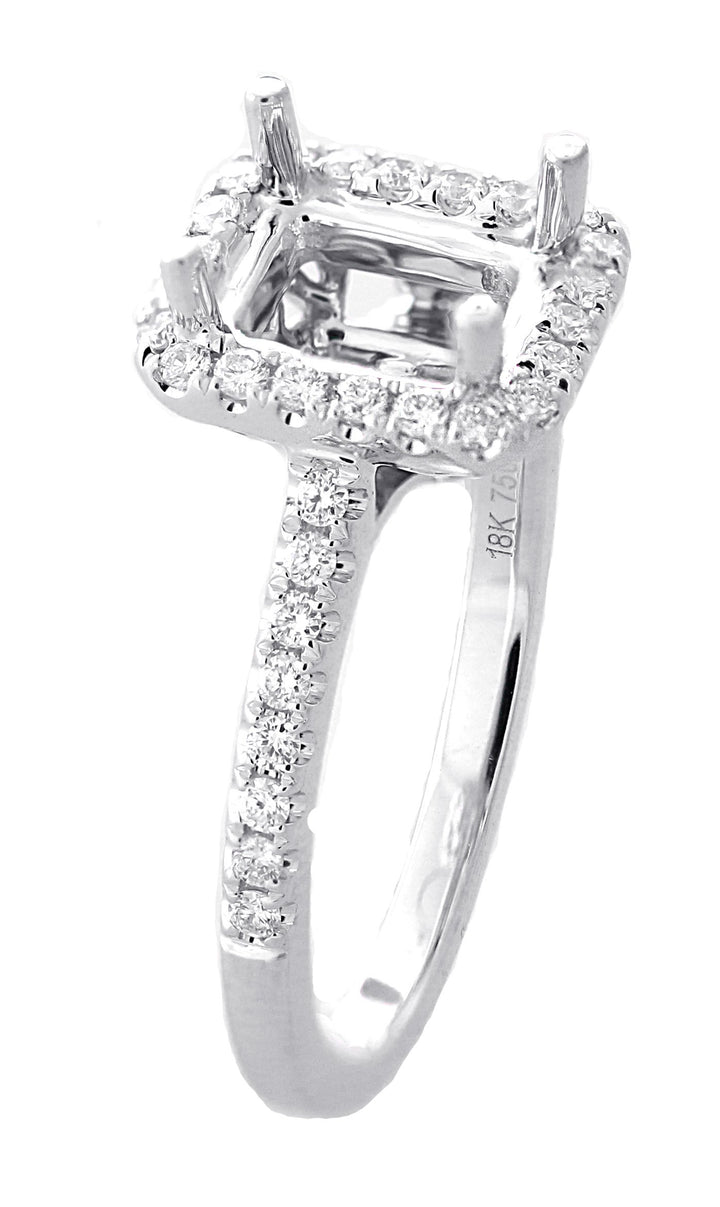 18kt White Gold Diamond Halo Semi Mount