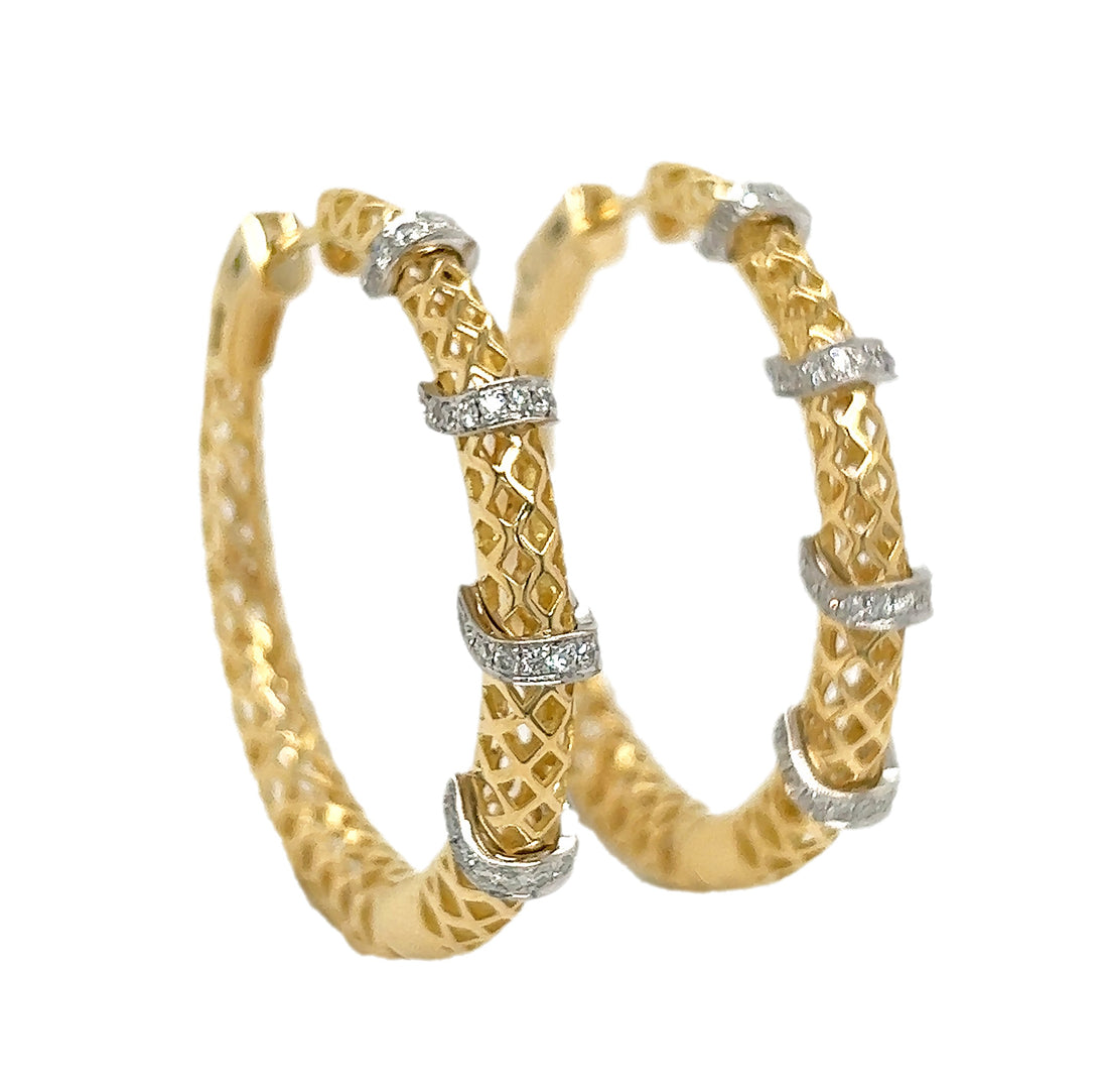 18kt Yellow Gold Diamond Hoops