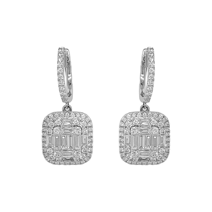 18kt White Gold Diamond Dangling Earrings