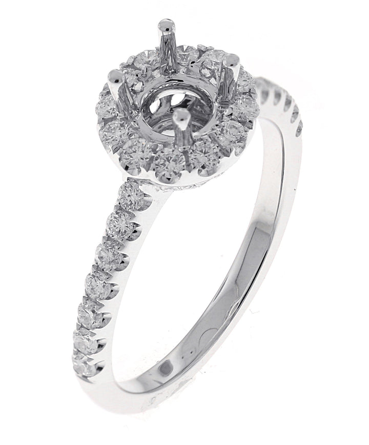 18kt White Gold Diamond Halo Semi Mount
