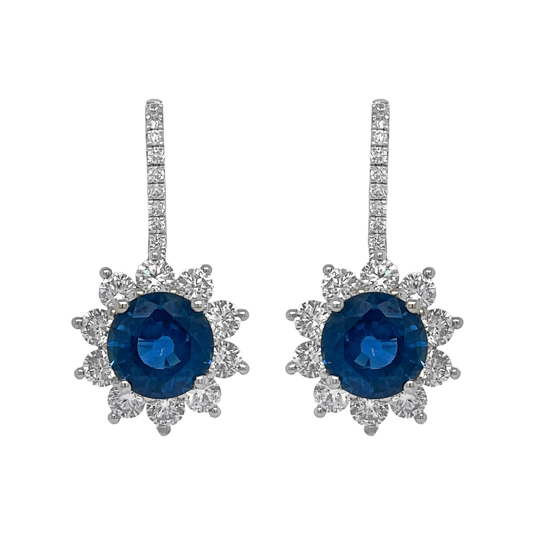 18kt White Gold Diamond and Blue Sapphire Earrings