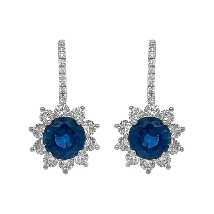18kt White Gold Diamond and Blue Sapphire Earrings