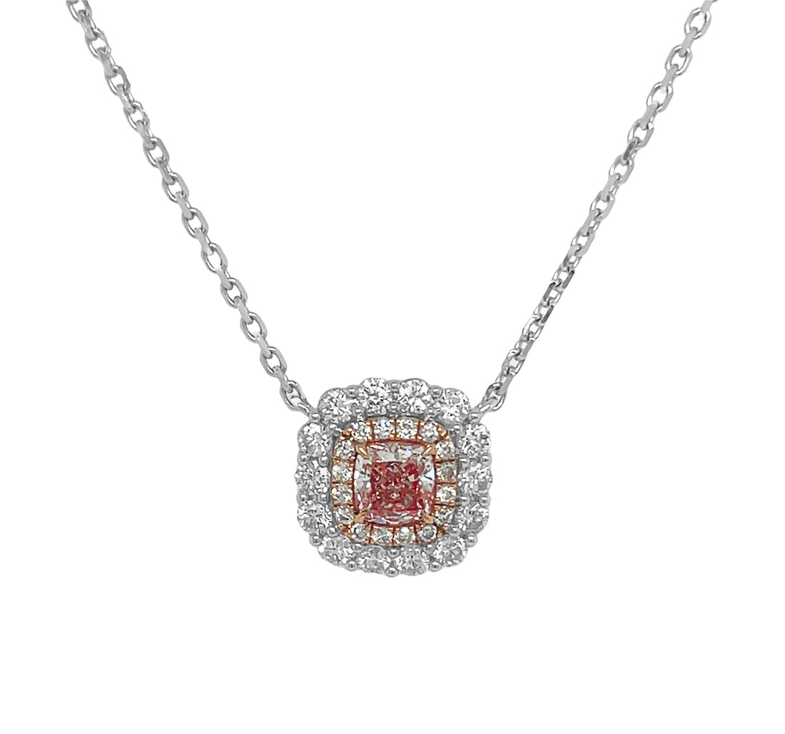18kt White and Rose Gold Diamond and Pink Diamond Pendant