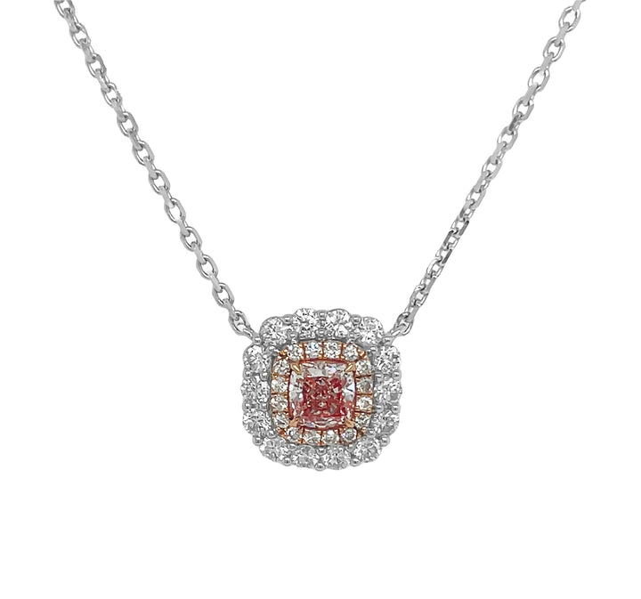 18kt White and Rose Gold Diamond and Pink Diamond Pendant