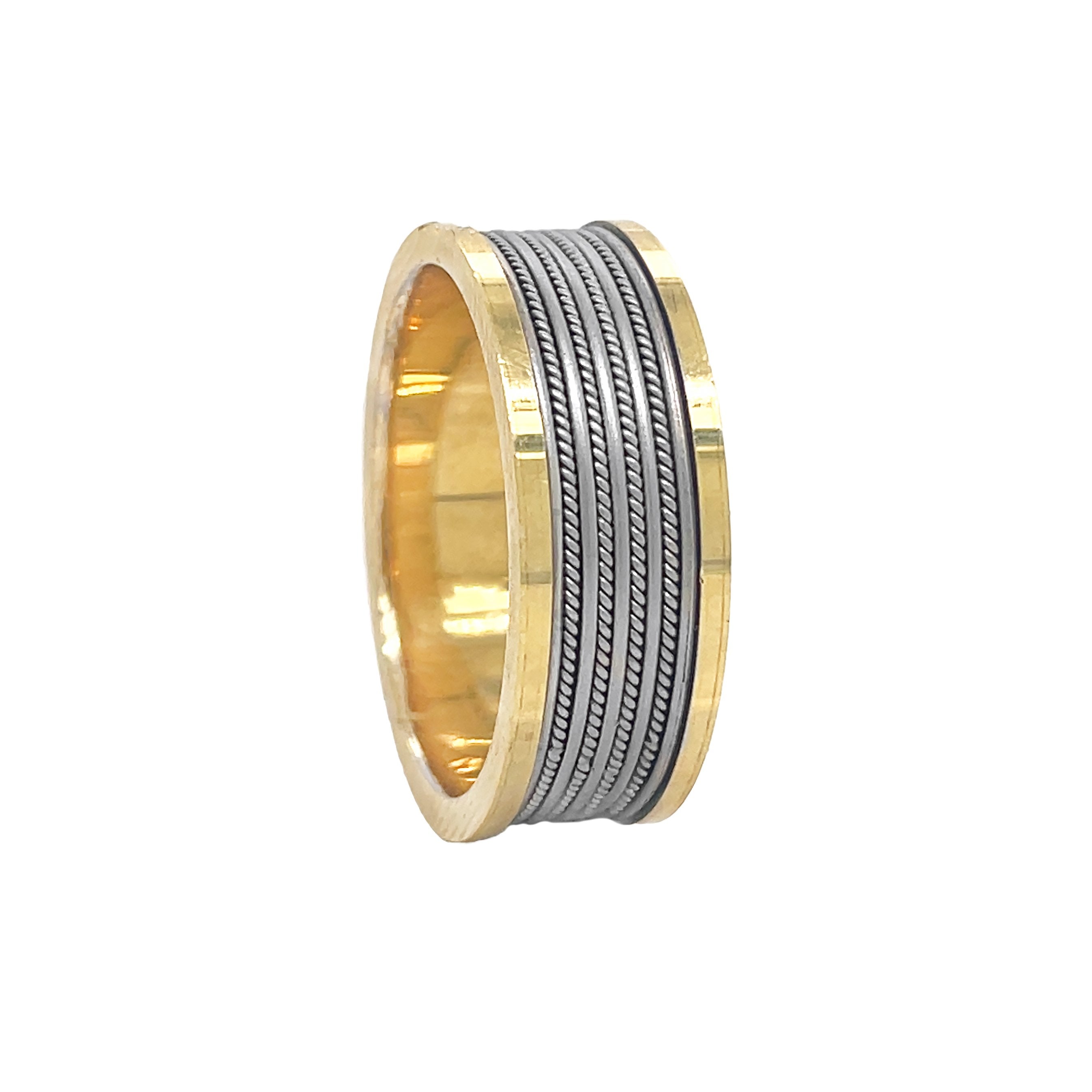 14kt Two Tone Gold Mens Wedding Band