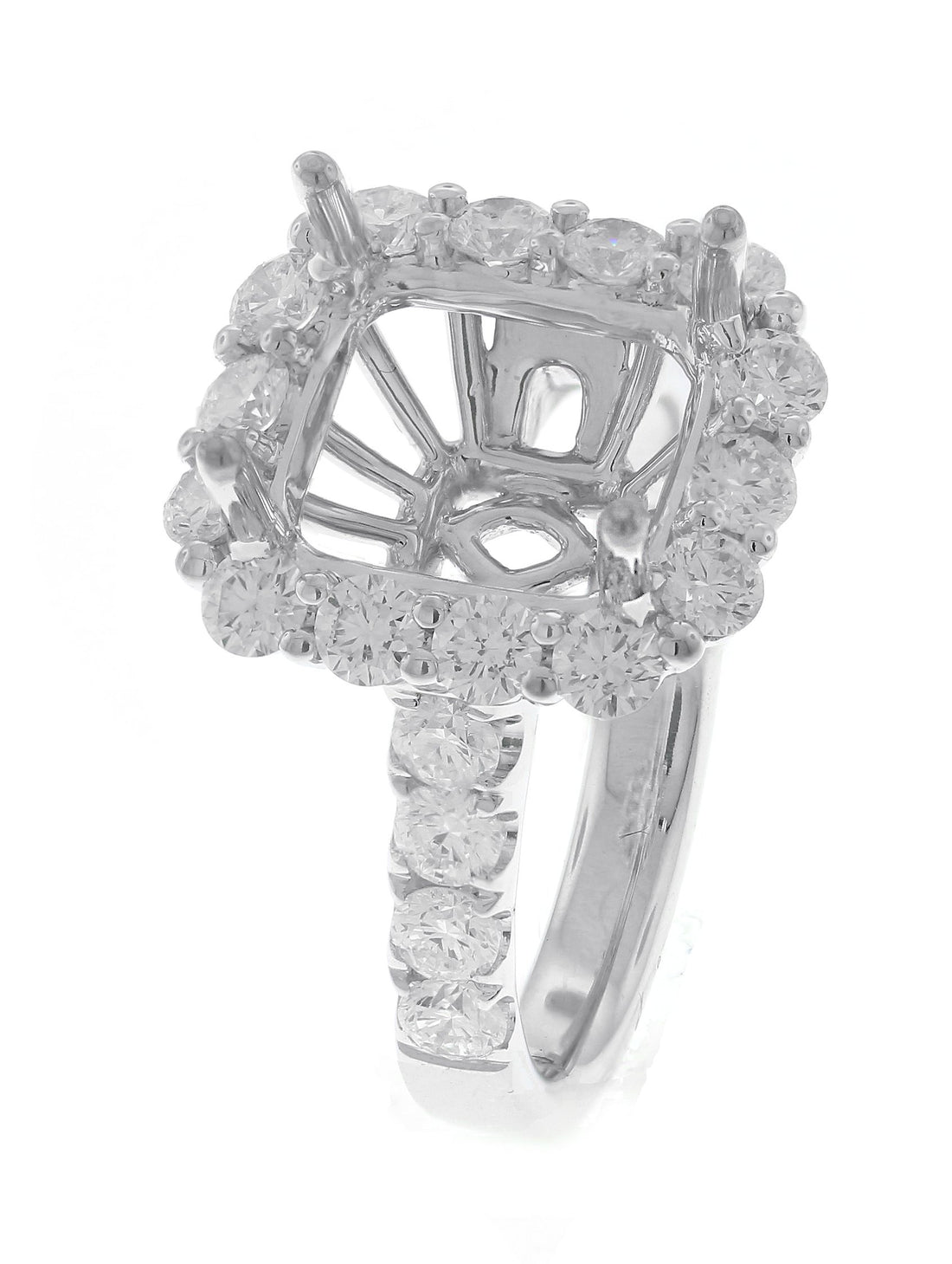 18kt White Gold Diamond Halo Semi Mount