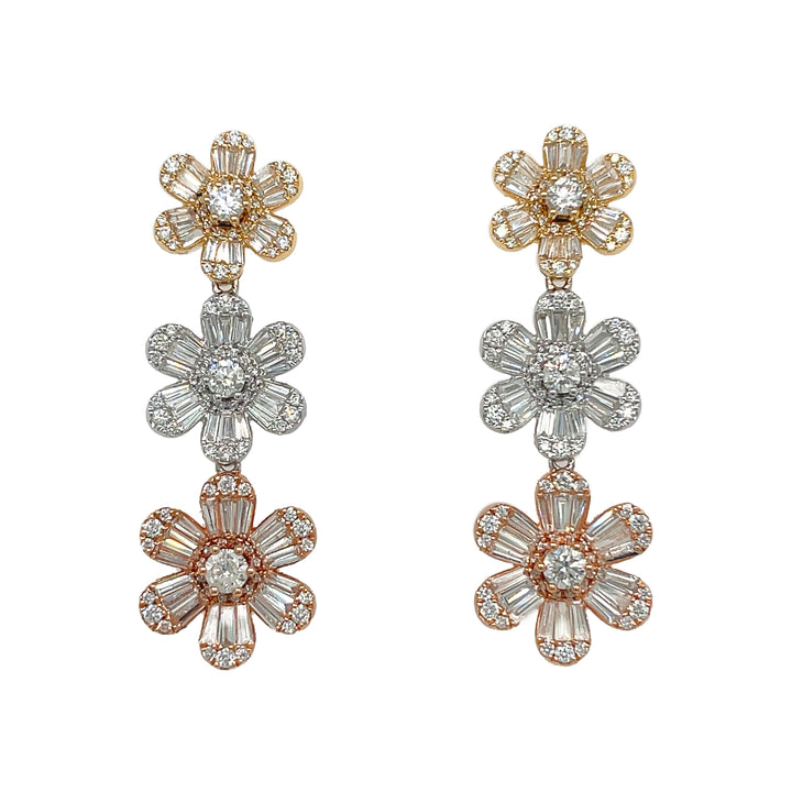 18kt Tri-color Gold Diamond Earrings