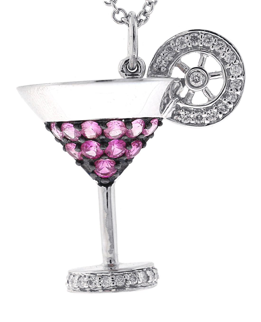 18kt White Gold Diamond And Sapphire Pendant