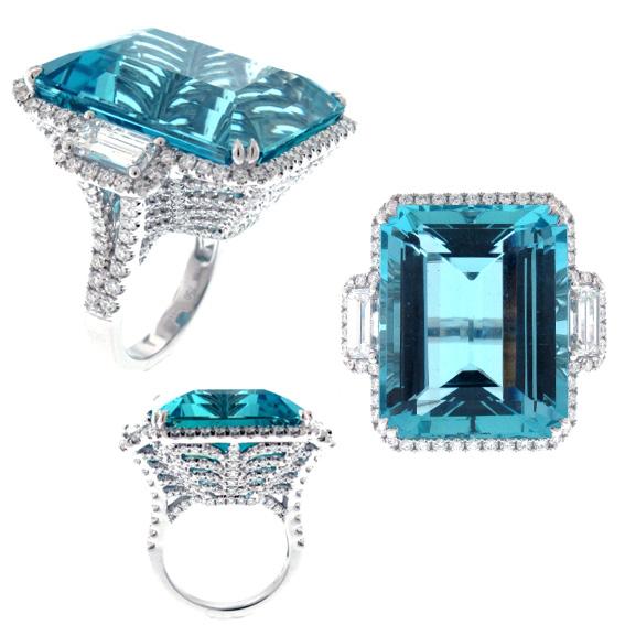18kt White Gold Aqua Marine Ring