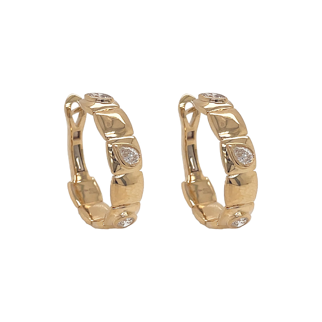 18kt Yellow Gold Diamond Hoop Earrings