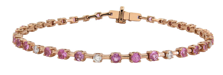 18kt Rose Gol Diamond and Pink Sapphire Tennis Bracelet