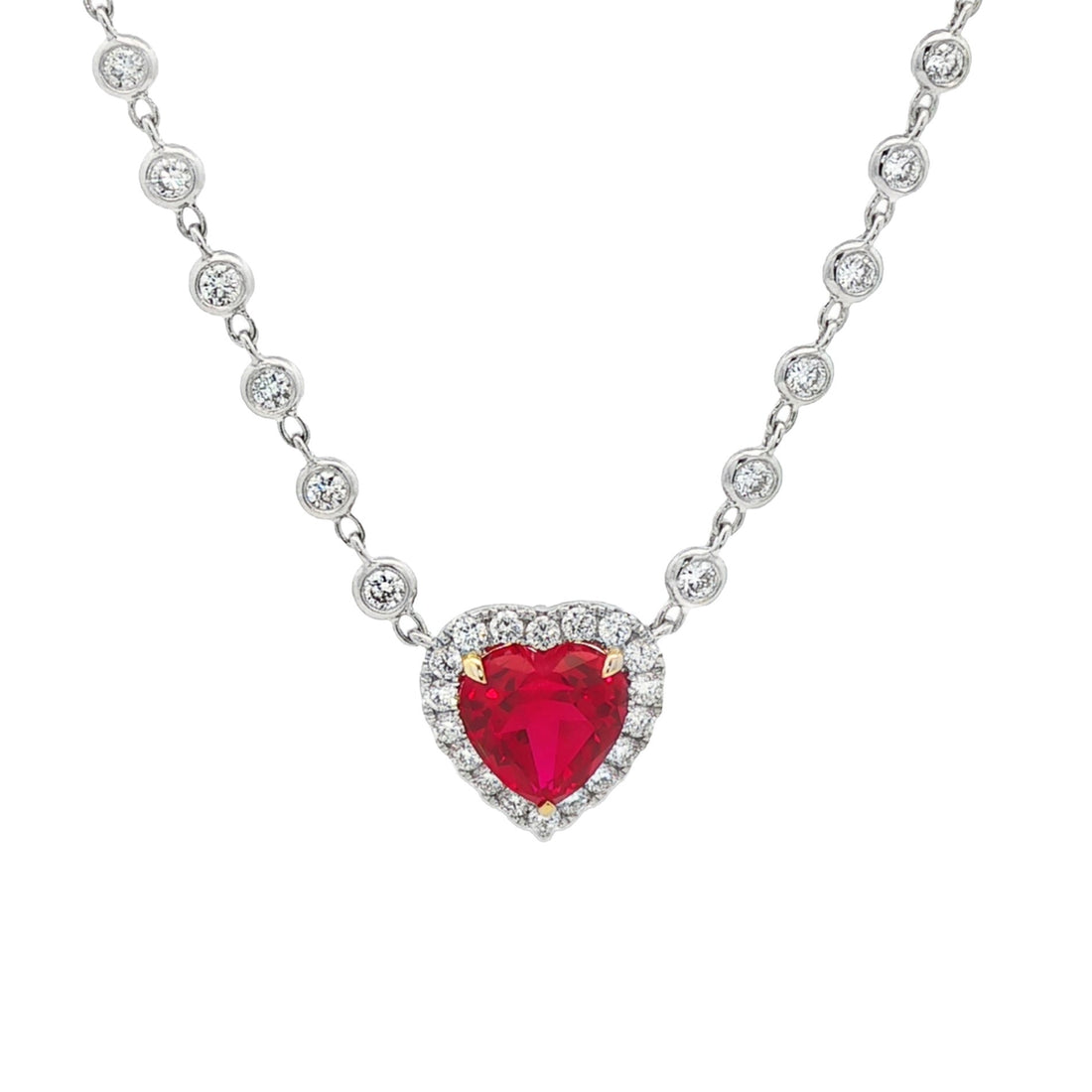 14kt White Gold Lab Diamond And Ruby Pendant