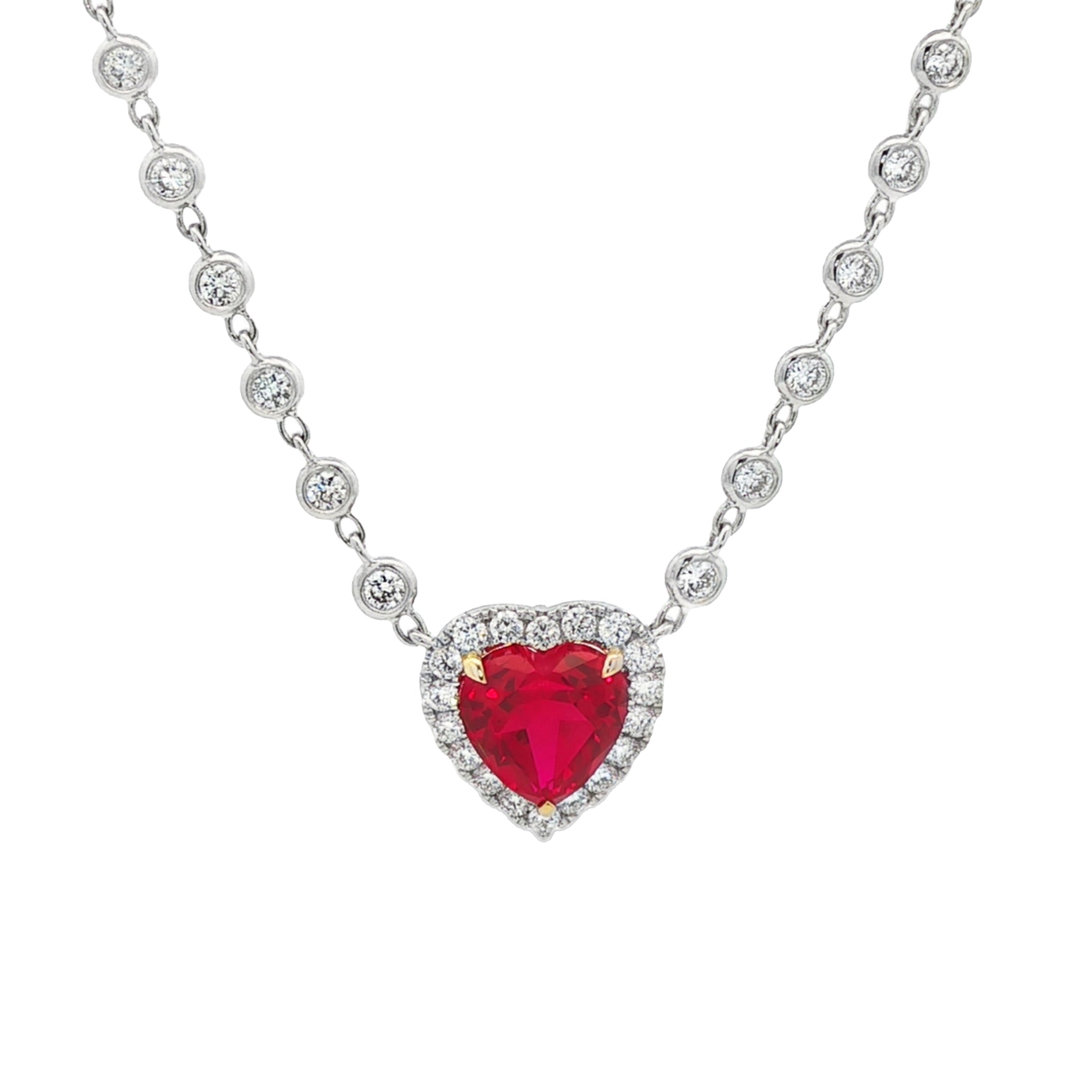 14kt White Gold Lab Diamond And Ruby Pendant