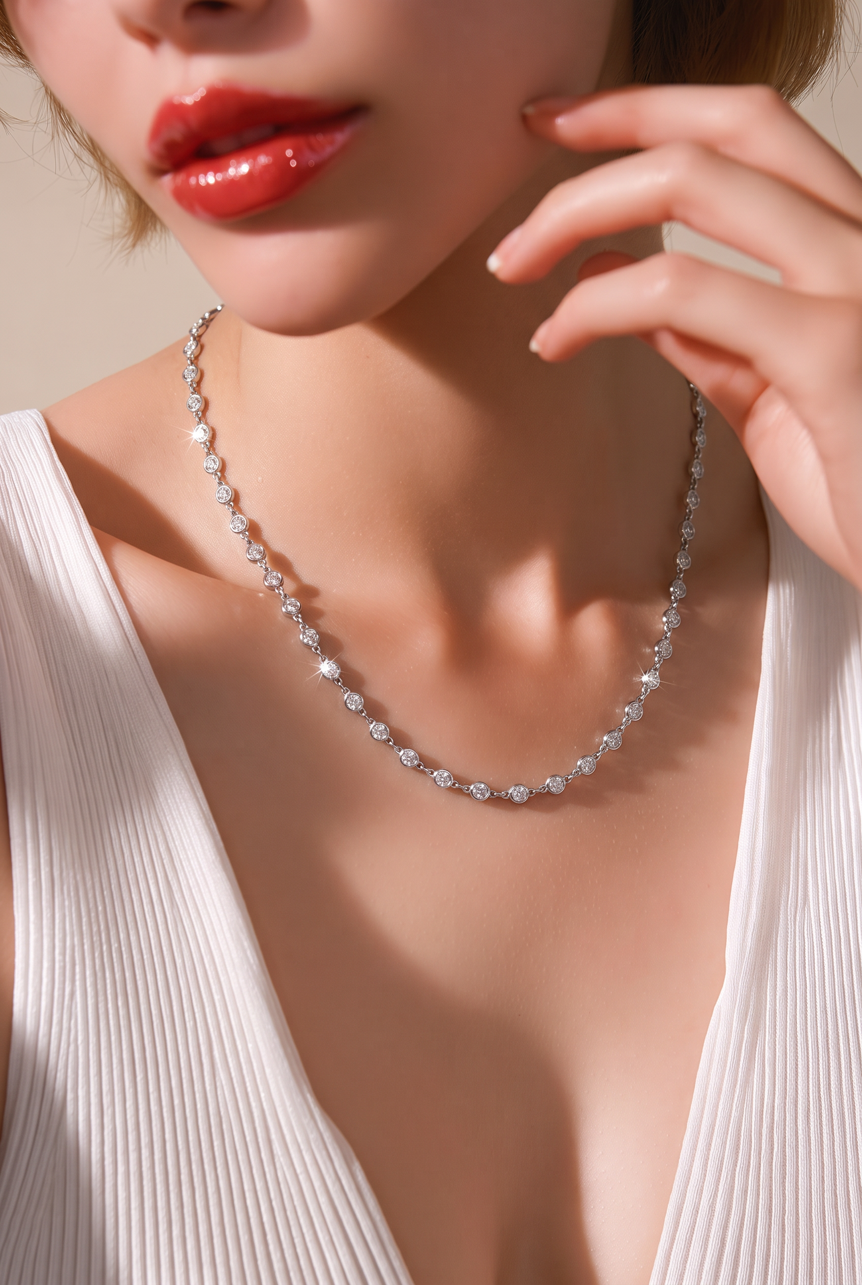 18kt White Gold Diamonds-By-The-Inch Necklace
