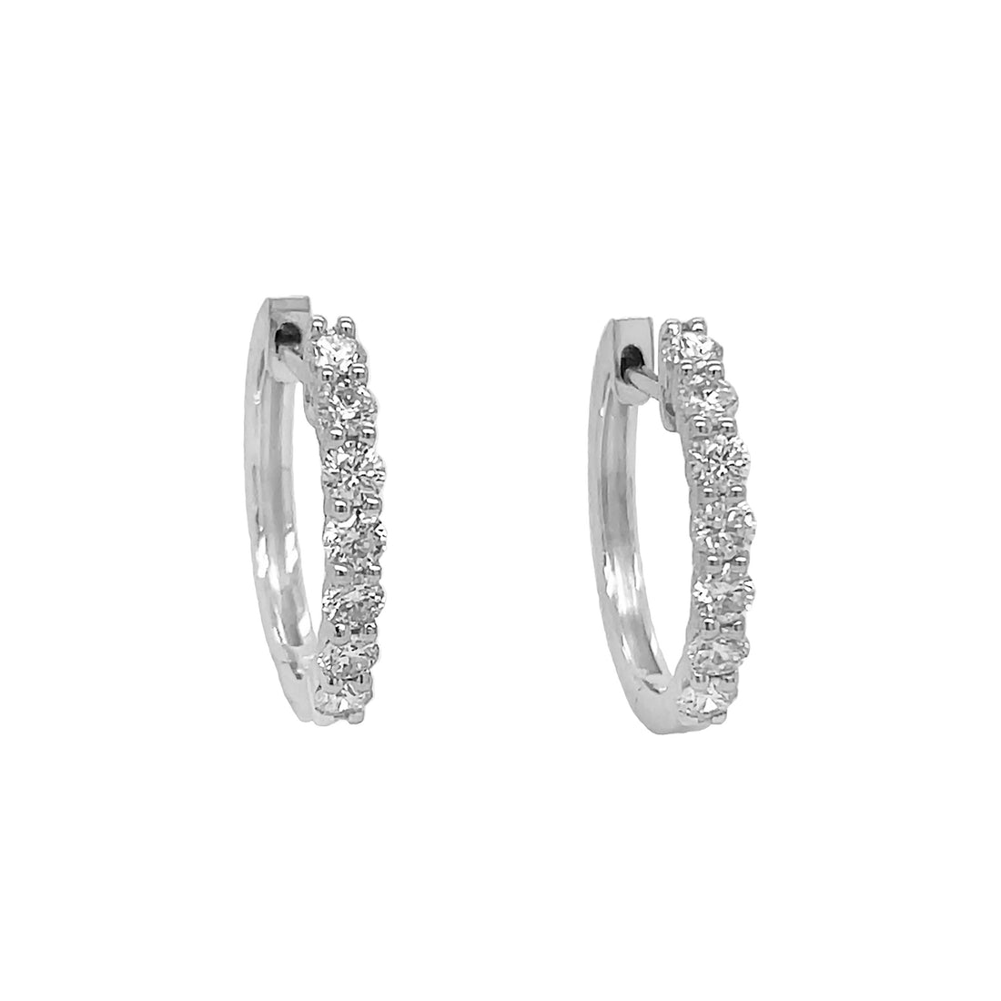 18kt White Gold Diamond Huggie Earrings.