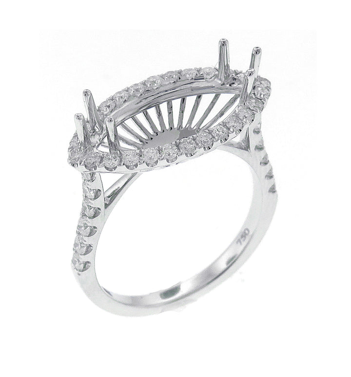 18kt White Gold Diamond Halo Semi Mount