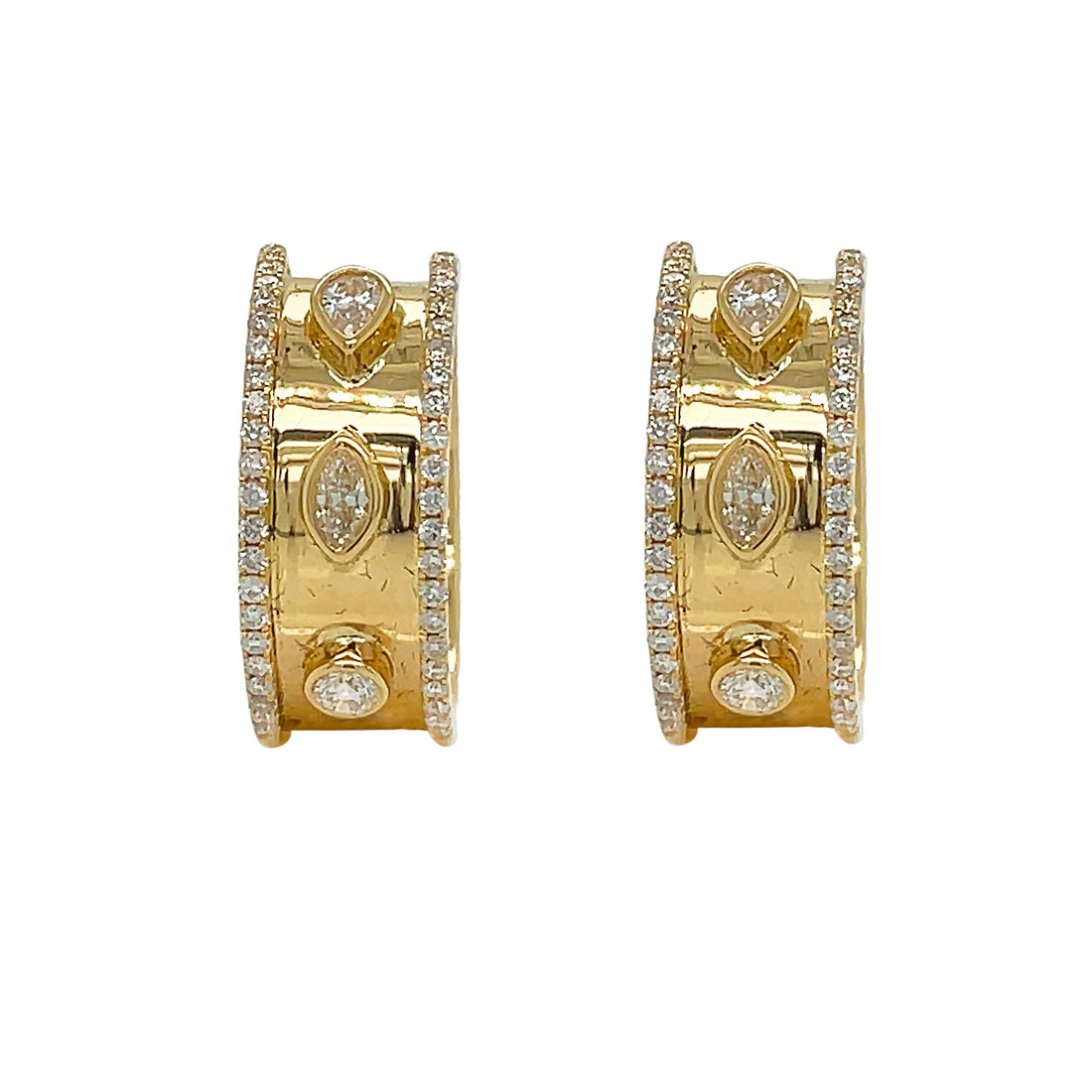 18kt Yellow Gold Diamond Hoop Earrings