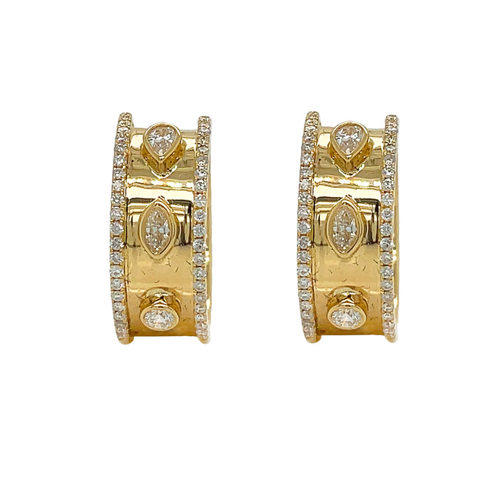 18kt Yellow Gold Diamond Hoop Earrings