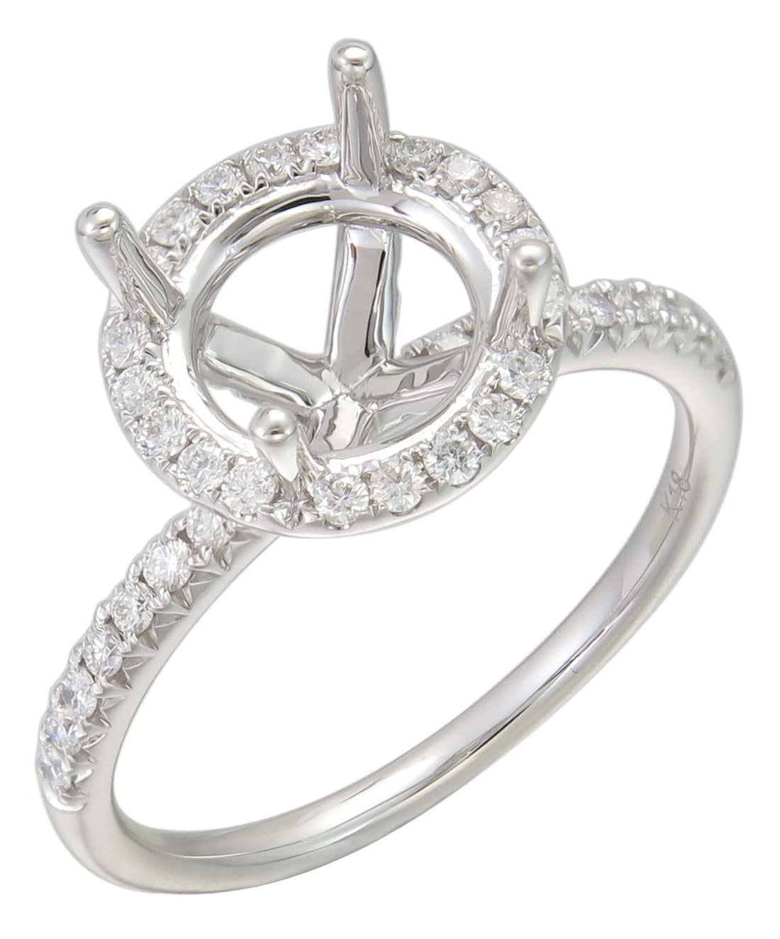 18kt White Gold Diamond Halo Semi Mount