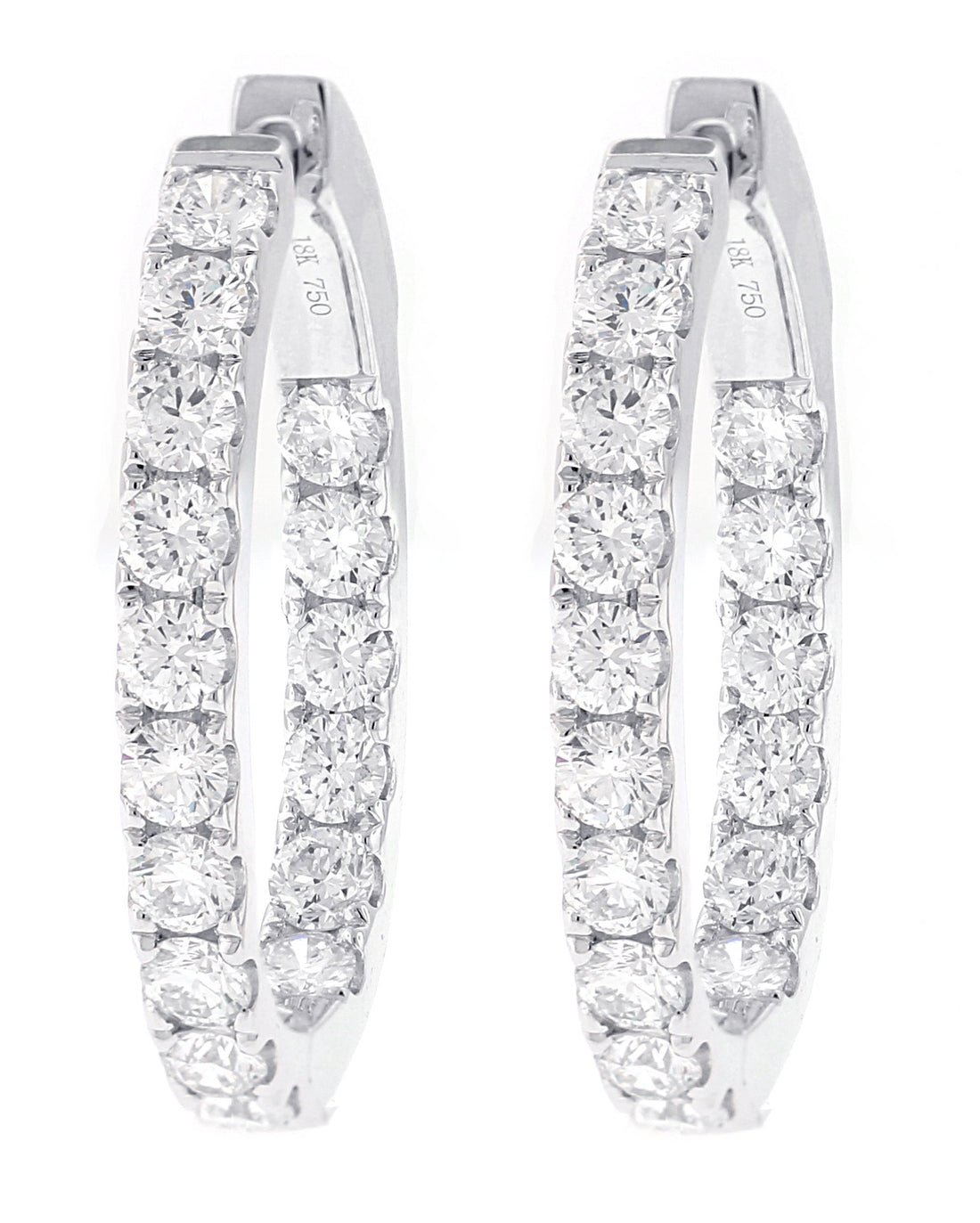 18kt White Gold Diamond Hoops