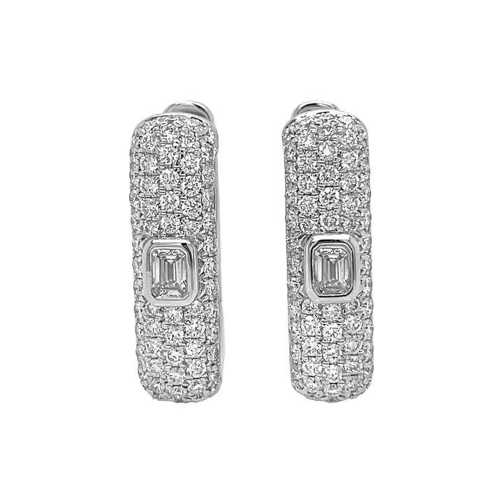 18kt White Gold Diamond Hoops