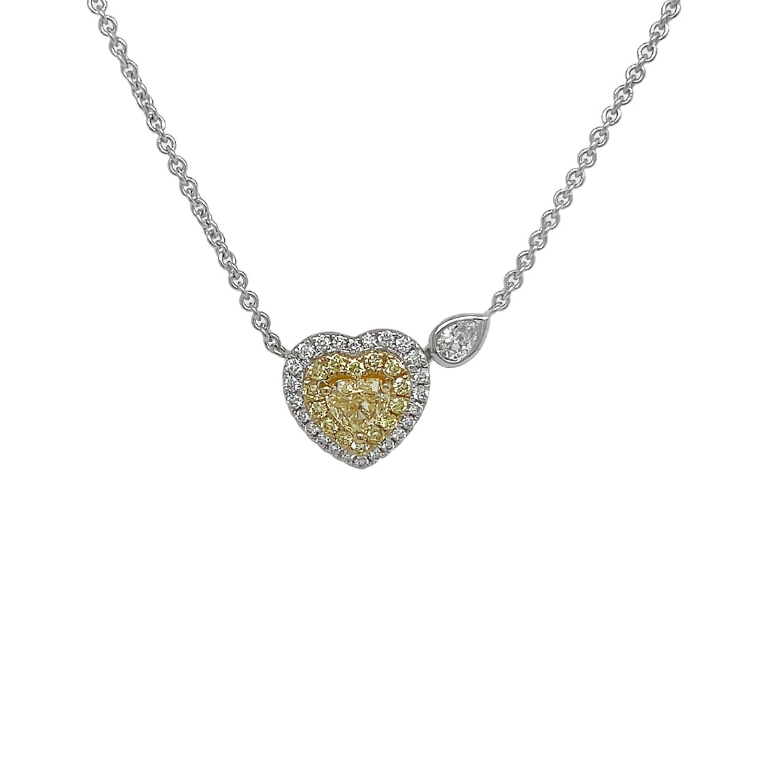 18kt White and Yellow Gold Yellow Diamond Heart Pendant