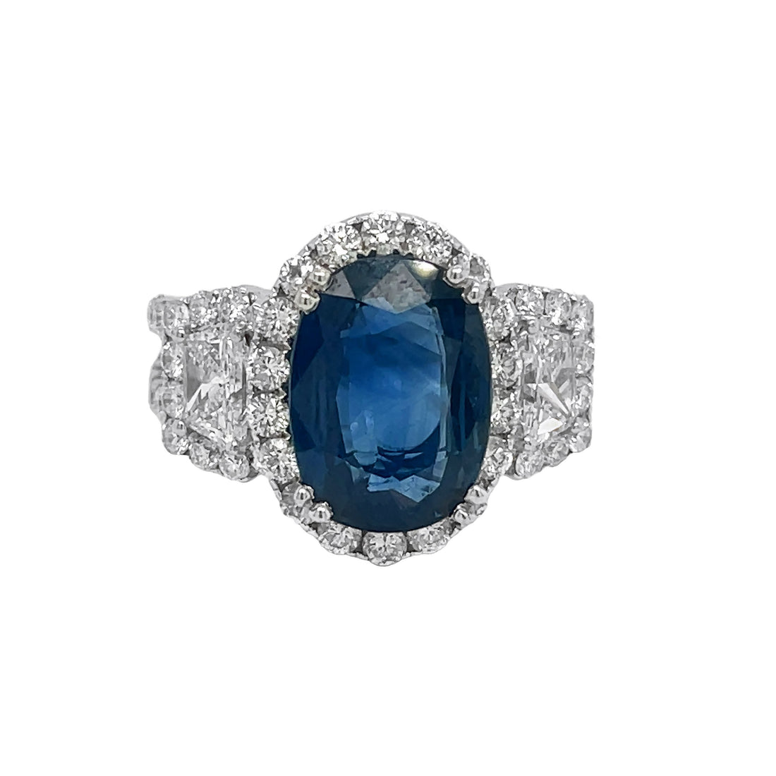 18kt White Gold Diamond and Blue Sapphire Ring