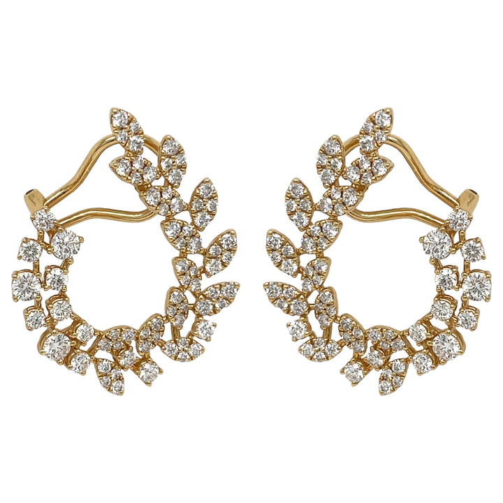 18kt Yellow Gold Diamond Leafy Earrings