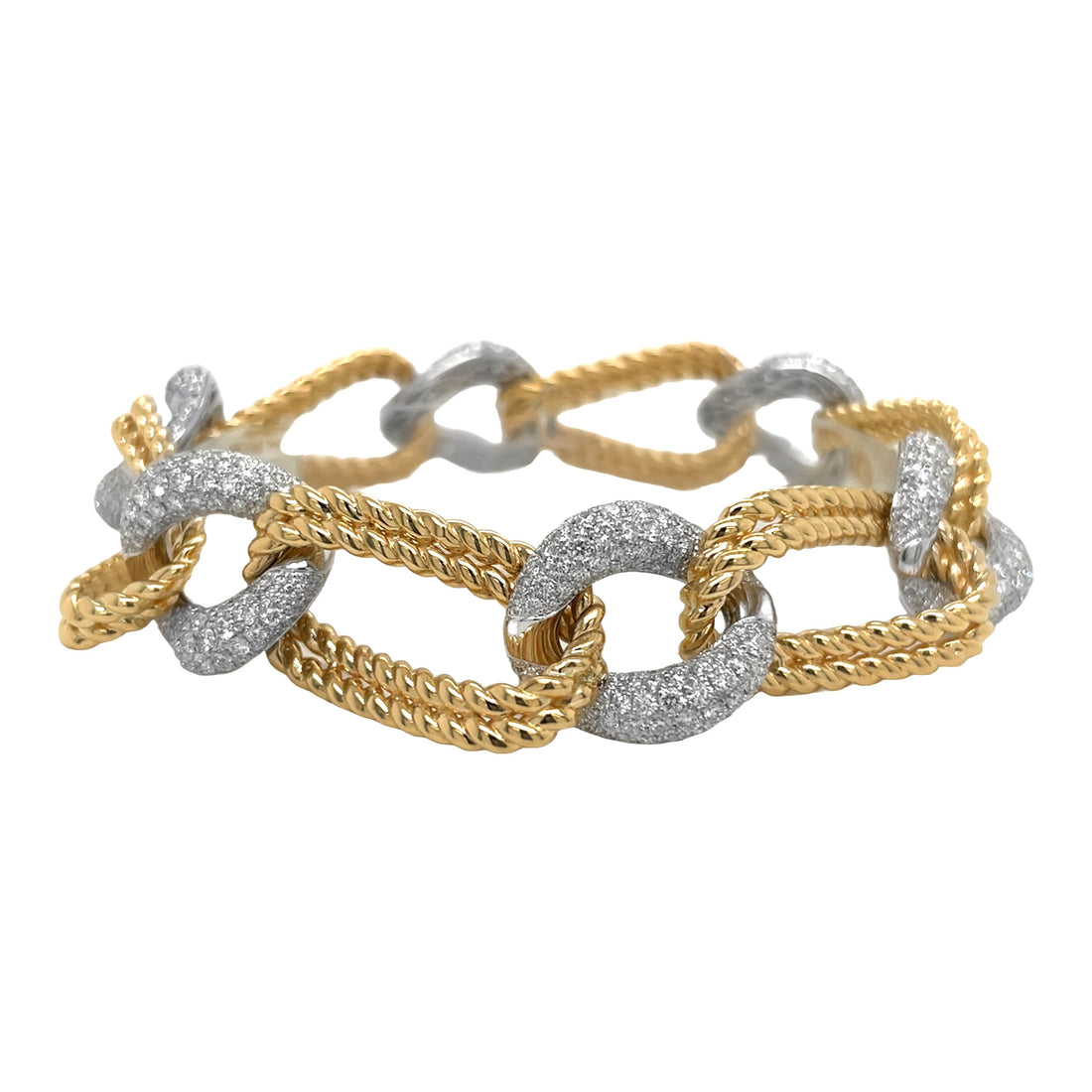 18kt Yellow and White Gold Diamond Link Bracelet
