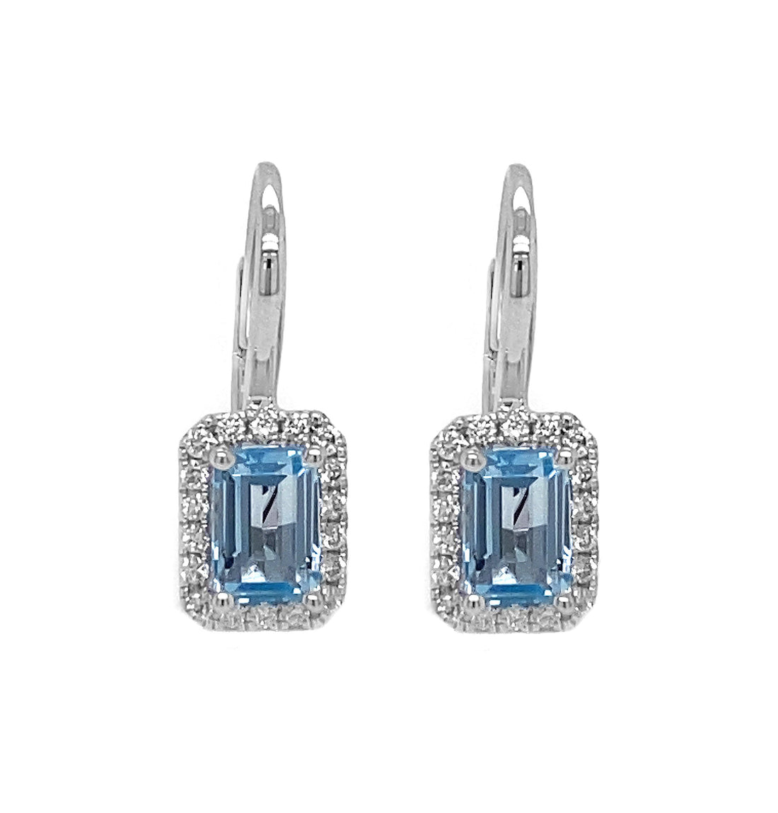 18kt White Gold Diamond and Blue Topaz Earrings