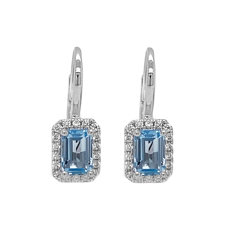 18kt White Gold Diamond and Blue Topaz Earrings