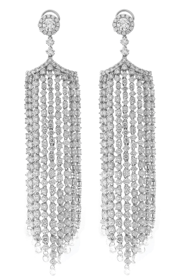 18kt White Gold Diamond Dangling Earrings