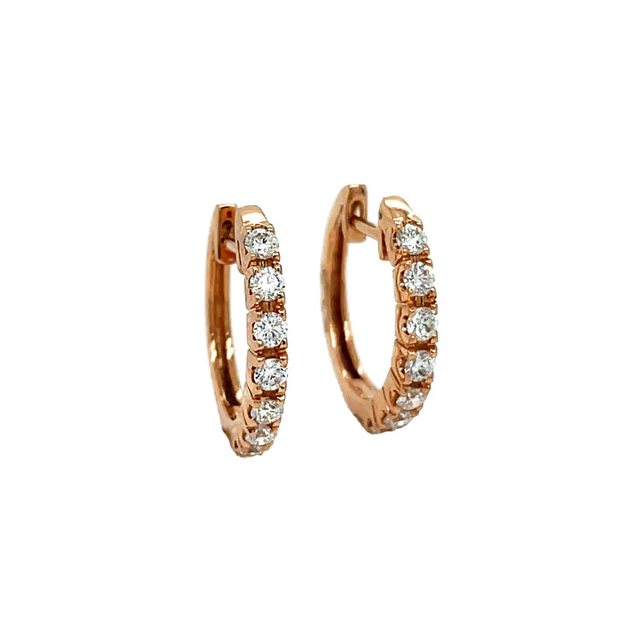 18kt Rose Gold Diamond Huggie Earrings