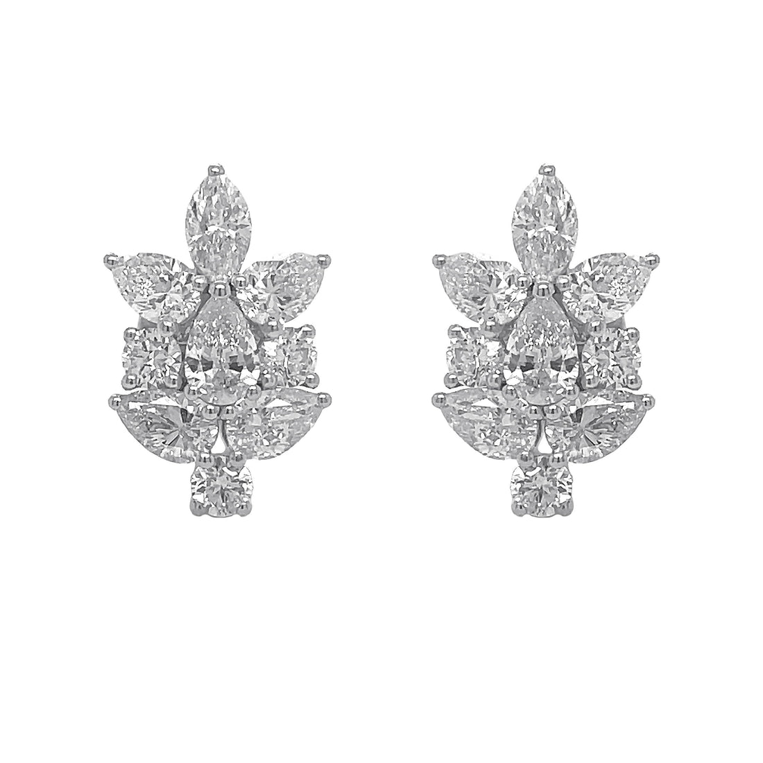 18kt White Gold Diamond and Green Emerald Earrings.