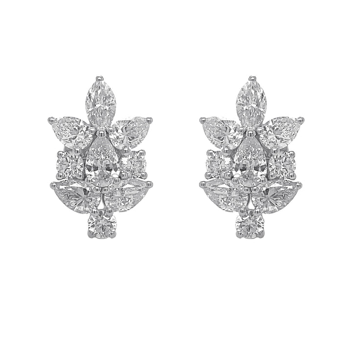 18kt White Gold Diamond and Green Emerald Earrings.