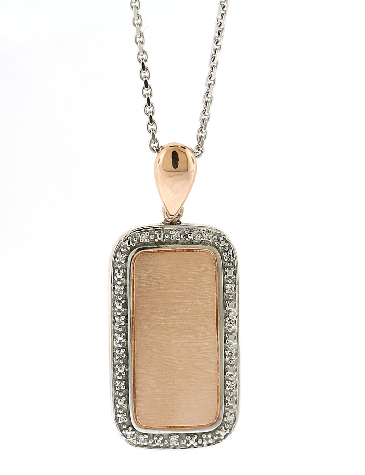 14kt Rose And White Gold Dog Tag Pendant