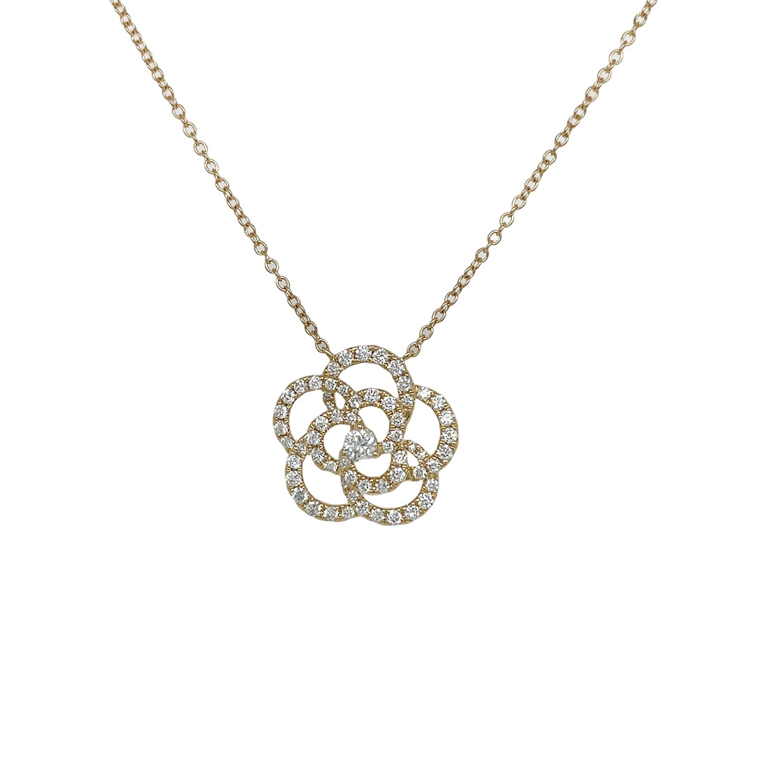 18kt Yellow Gold Diamond Flower Pendant