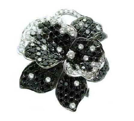 18kt White Gold Black and White Diamond Ring