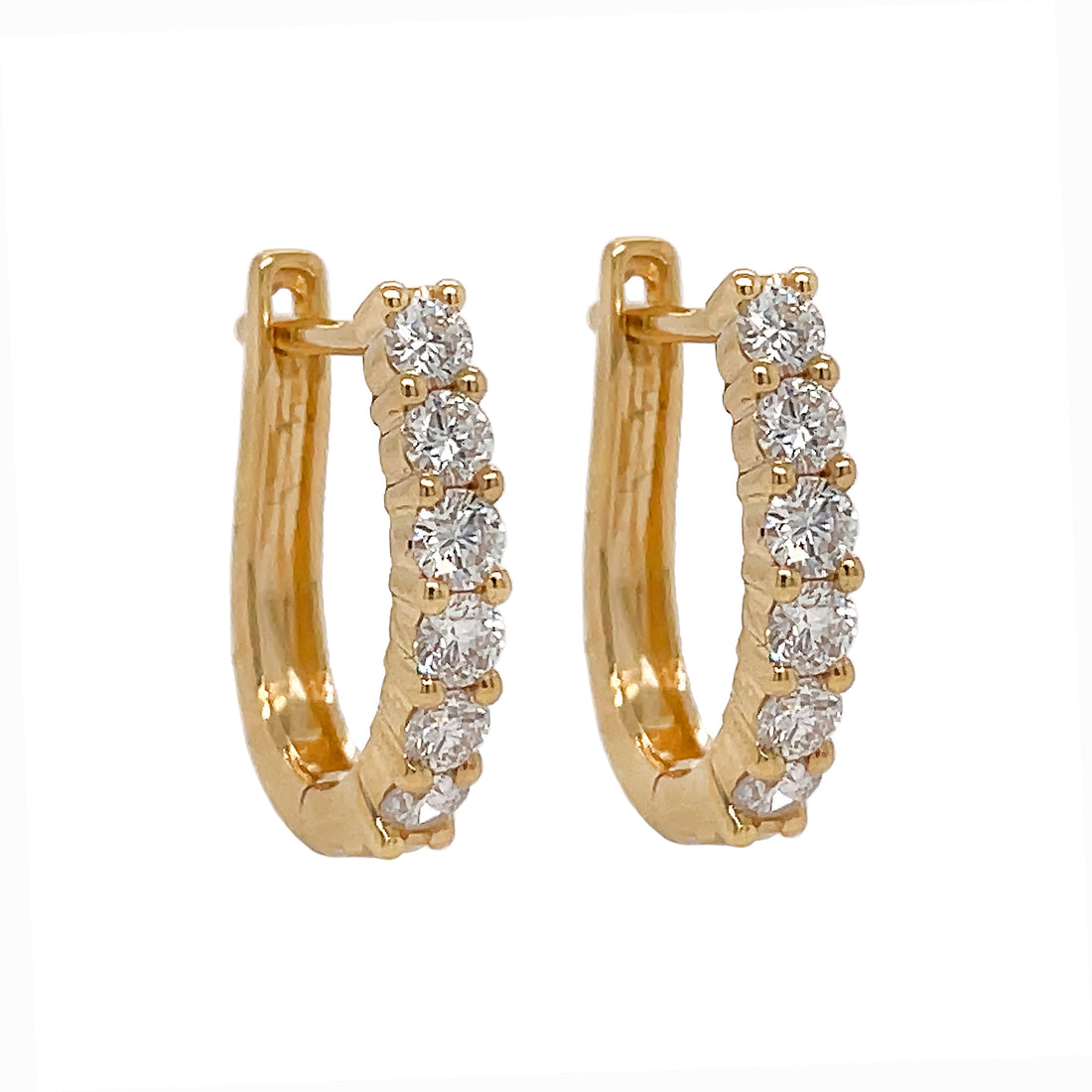 18kt Yellow Gold Diamond Huggie Earrings.